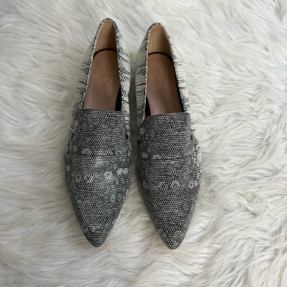 27 Edit Harlie Snakeskin Pointy Flats - Picture 1 of 8